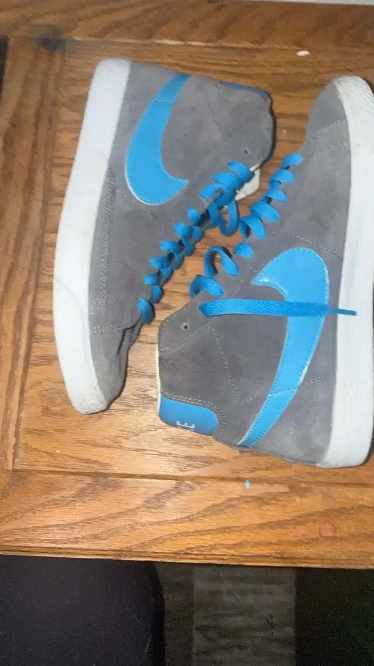 Nike Blazer Mid Vintage GS Suede Sneakers Grey Photo Blue
